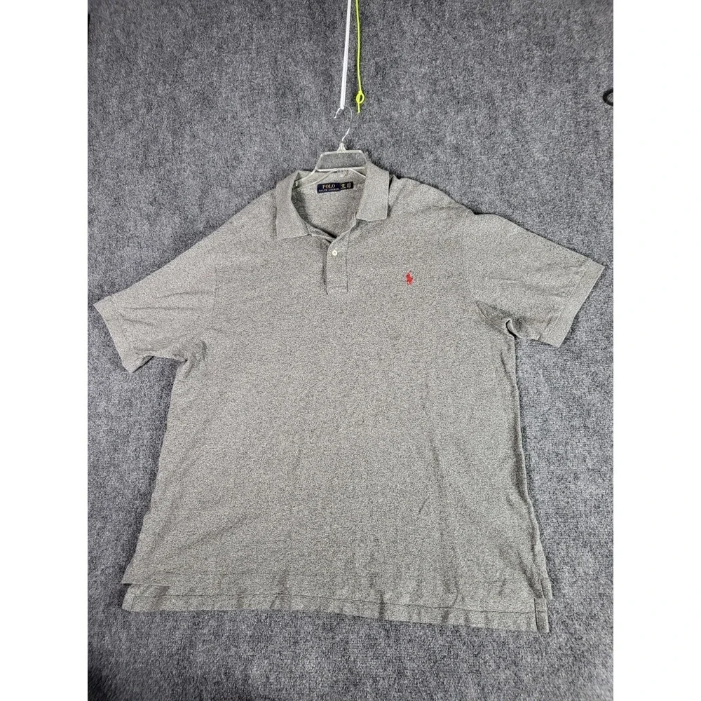 Polo Ralph Lauren Mens 2XB Polo‎ Shirt Gray Short Sleeve Big Tall Red Pony Logo